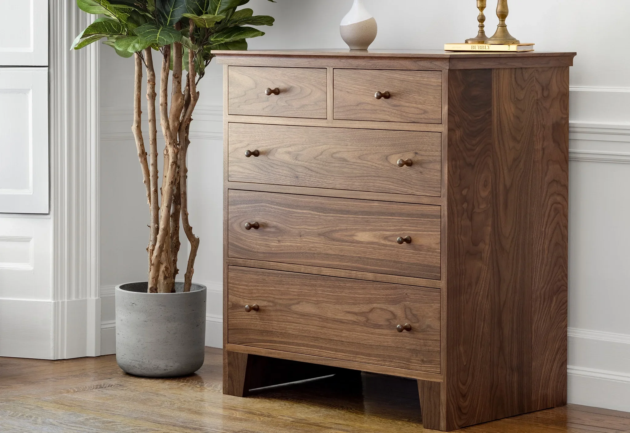 Five Drawer Dresser - Designed in the tradition, our is free of ornamentation, with wood grain resplendent on its