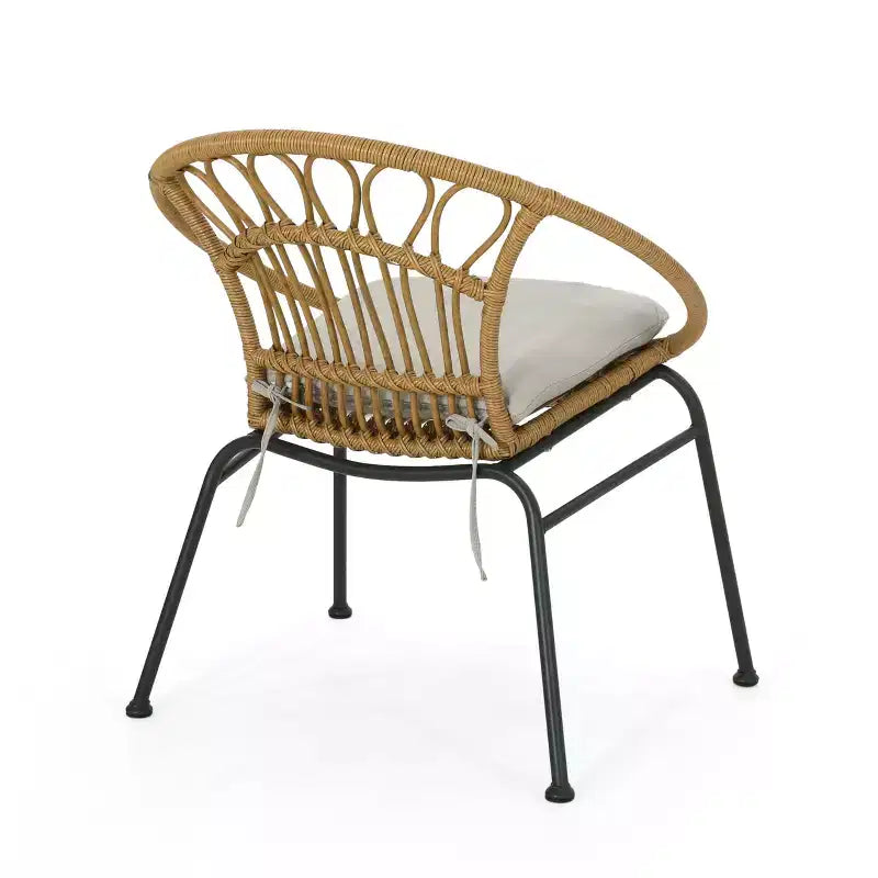 Christopher Knight Home Specter Outdoor Wicker and Tempered Glass 3 Piece Chat Set with Cushion, Light Brown/Beige