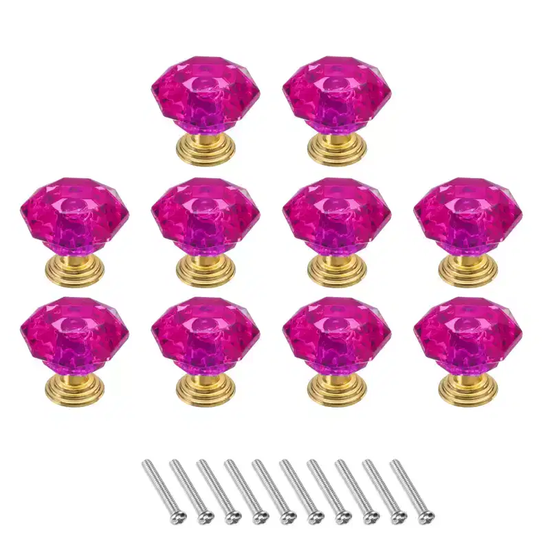 Unique Bargains Crystal Cabinet Knobs with Screw for Cupboard Wardrobe 10 Pcs