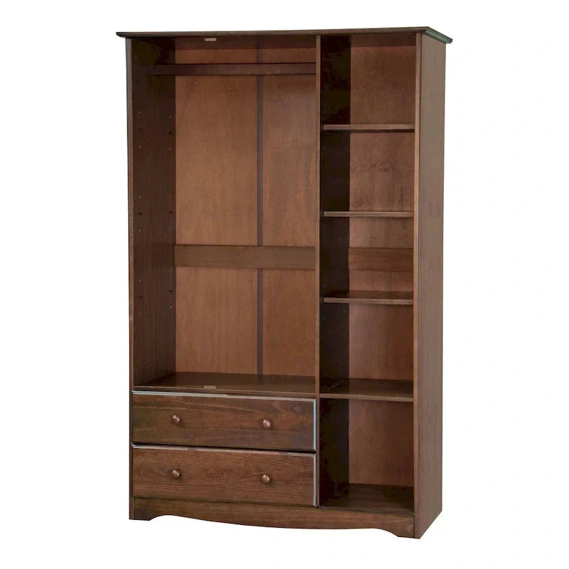 3-Door Wardrobe Armoire - White/Mocha/Java - Solid Wood