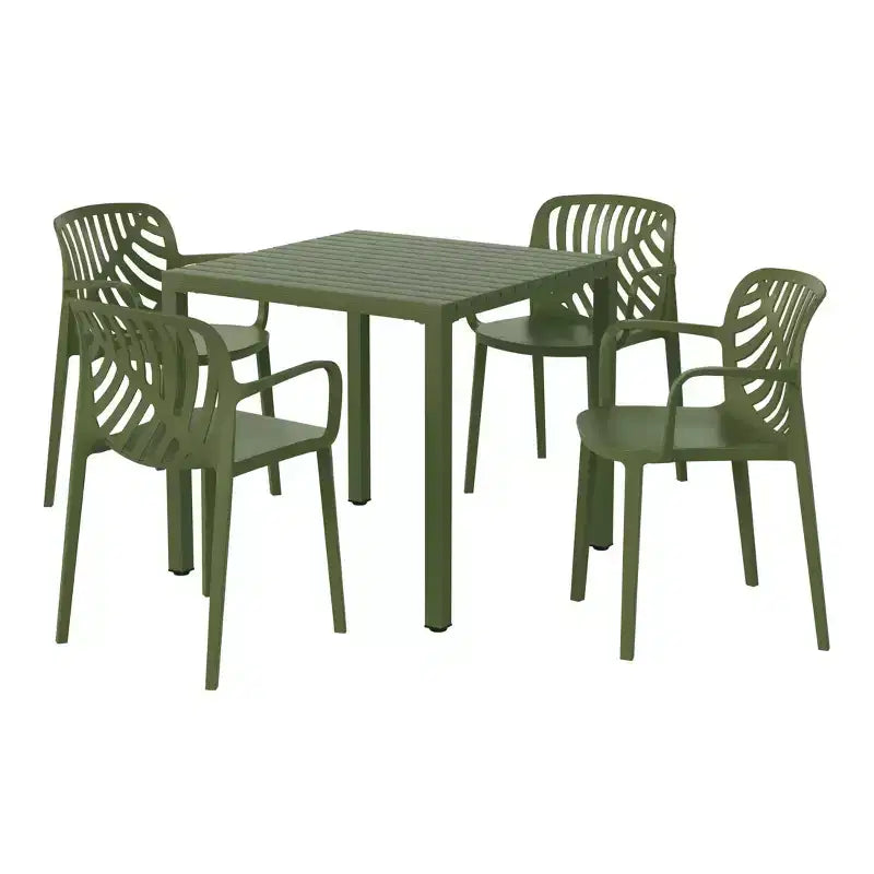 WestinTrends Playa 5-Piece Outdoor Square Dining Table Patio Set with Stackable Patio Dining Chairs