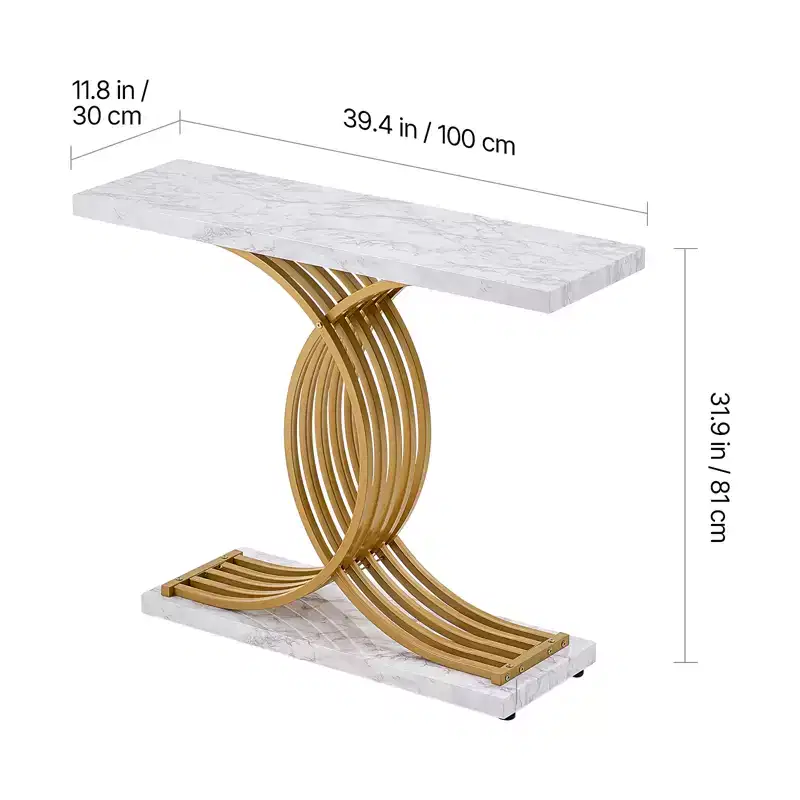 VEVOR Narrow Console Sofa Table, 39.4 inches Behind Couch Table, 1-Tier Long Entryway Table and Skinny Hallway Table, Narrow Sofa Table, White