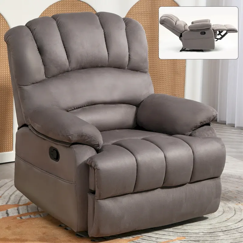 Extra-Large Manual Recliner Chair with Fabric Upholstery