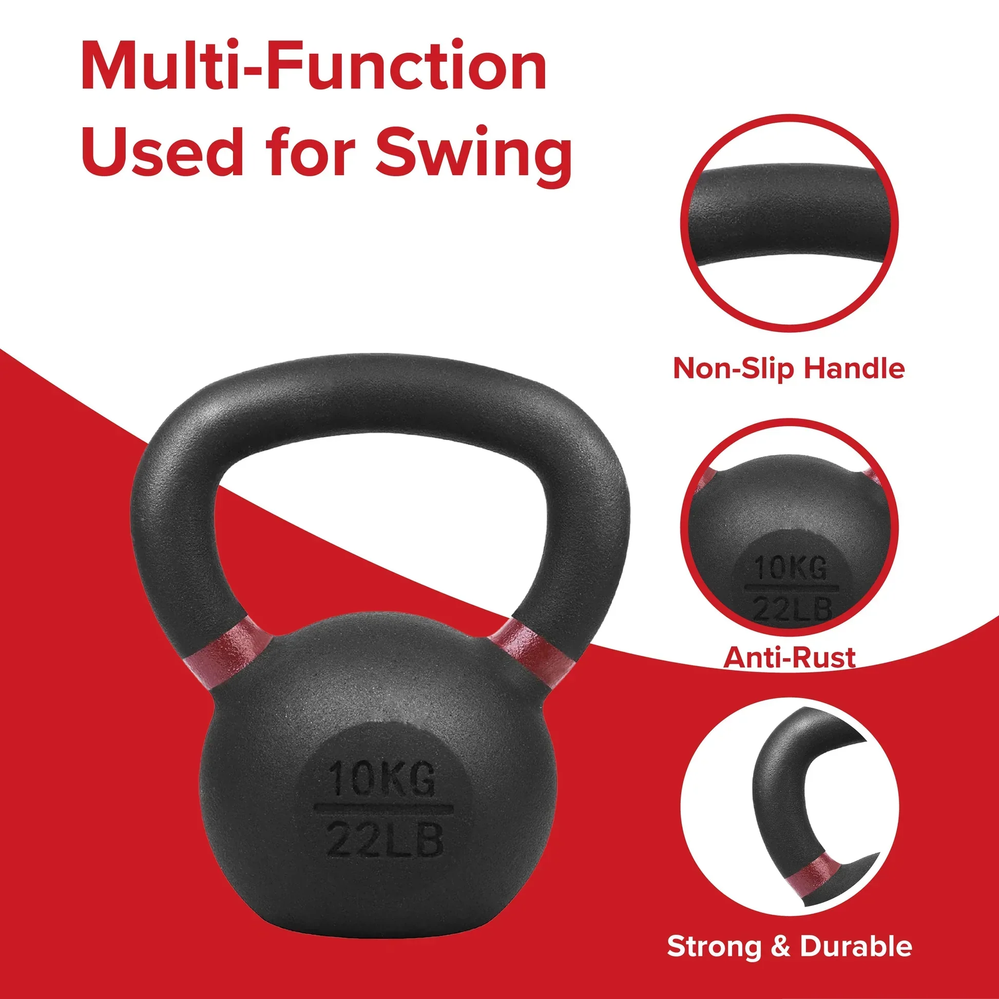 Cast Iron Kettlebells Set ¨C Solid Iron, Rust Resistant Coating, Ergonomic Grip ¨C Full Body Strength & Power Training ¨C Ideal for Home Gyms