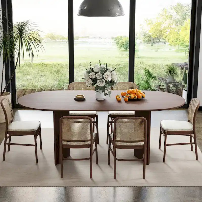 Nordic Style Solid Wood Oval Dining Table, Seats 6