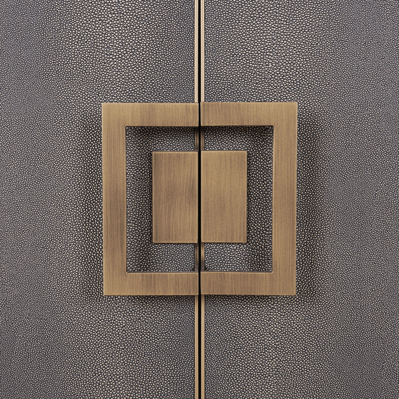 Black Wood & Shagreen 2 Door Sideboard with Brass Handles