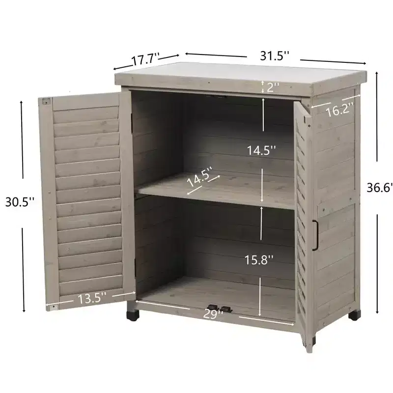 Whisen Potting Bench with Cabinet & Metal Top