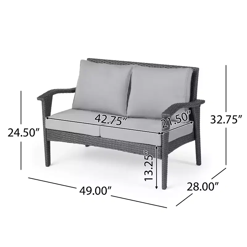 GDFStudio Houlihan Outdoor Wicker 4 Seater Chat Set with Fire Pit