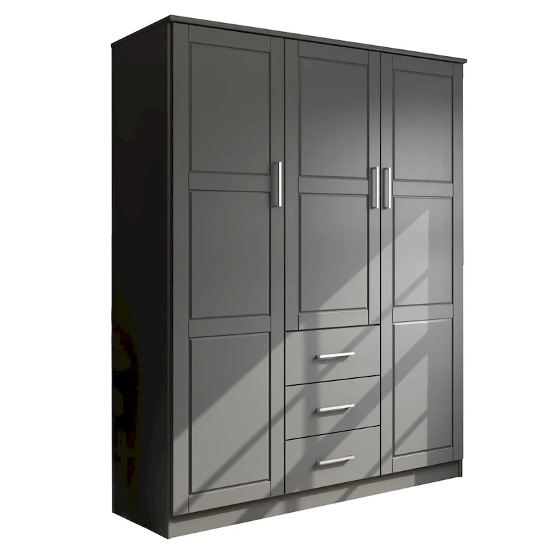 3-Door Solid Pine Wood Wardrobe Armoire, 72