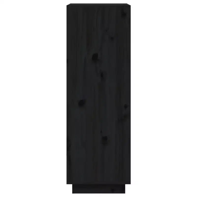Book Cabinet Black Solid Pine Wood Medium Book Cabinet
