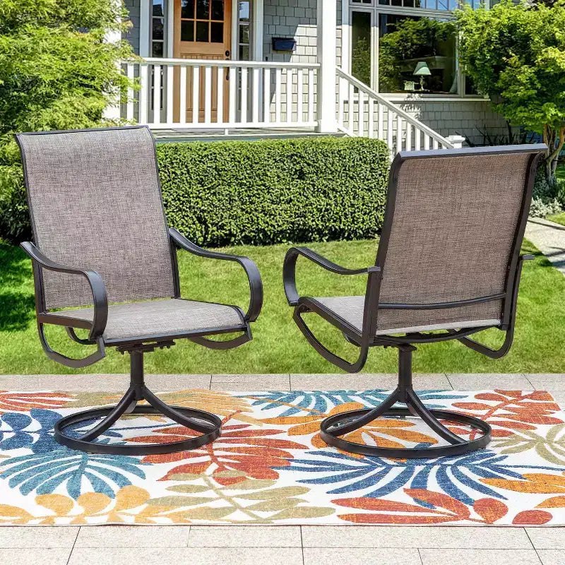 7pc Outdoor Dining Set with Faux Wood Table Top & 1.6" Umbrella Hole & Swivel Chairs - Captiva Designs