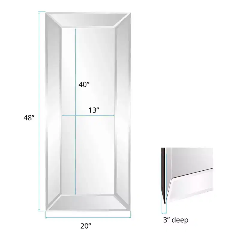 Howard Elliott 48"x20" Wood Framed Rectangular Pitched and Flared Dressing Mirror