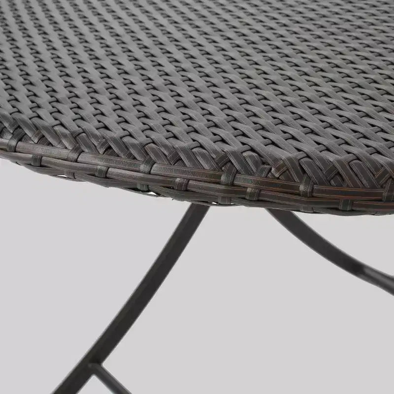Lula 5pc Wicker Dining Set - Brown - Christopher Knight Home: Circular Table, Stackable Chairs