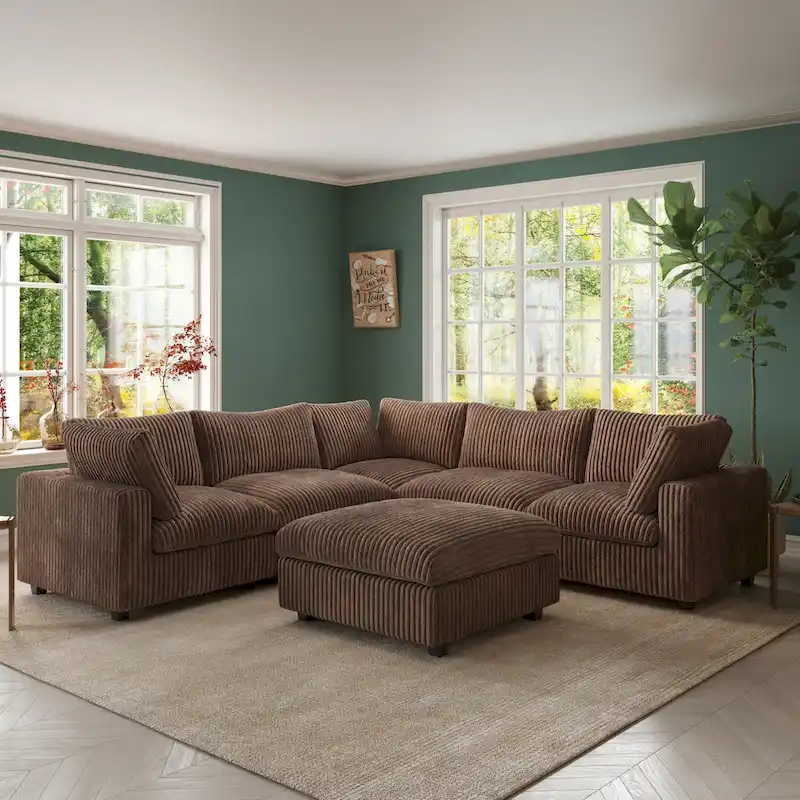 Cloud Corner Sofa Soft Plush Upholstered Modular Sectional Sofa Down Filled Living Room Couch