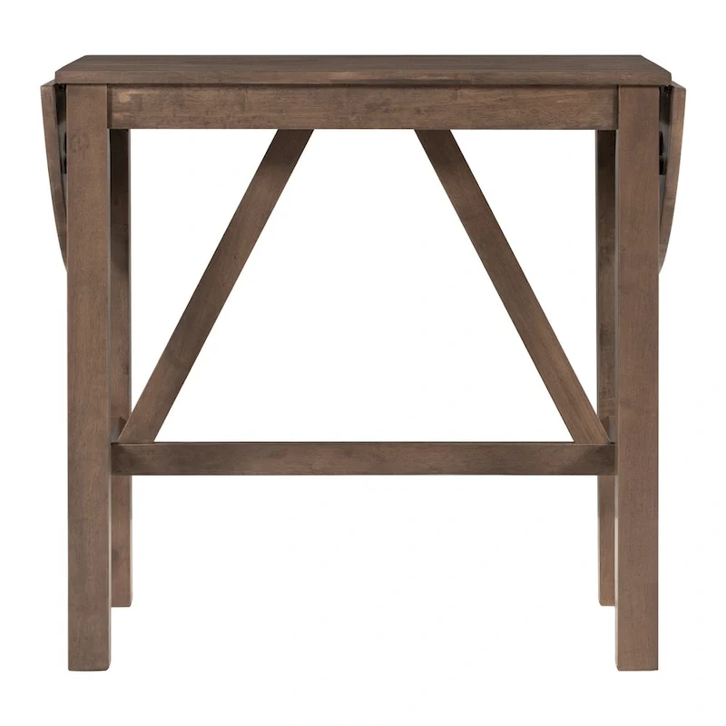 Rustic Style Wooden 3-Piece Dining Table Set with Drop Leaf and 2 Upholstered Dining Chairs