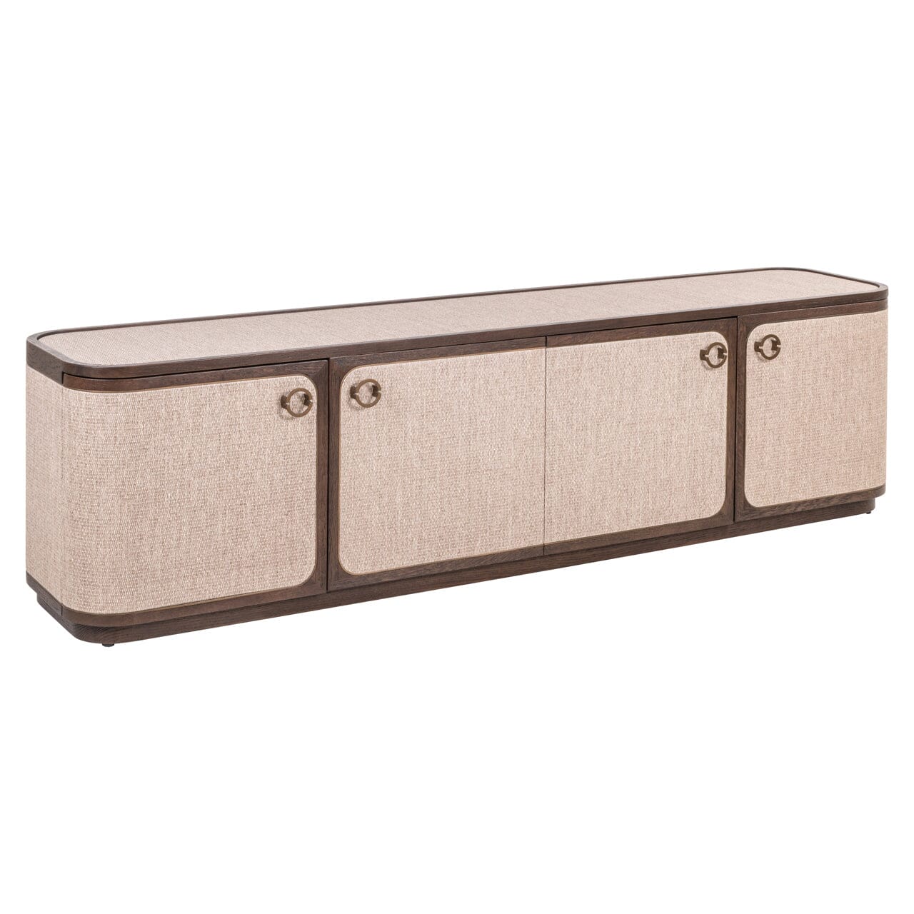 Linen & Dark Brown Oak 4 Door TV Unit