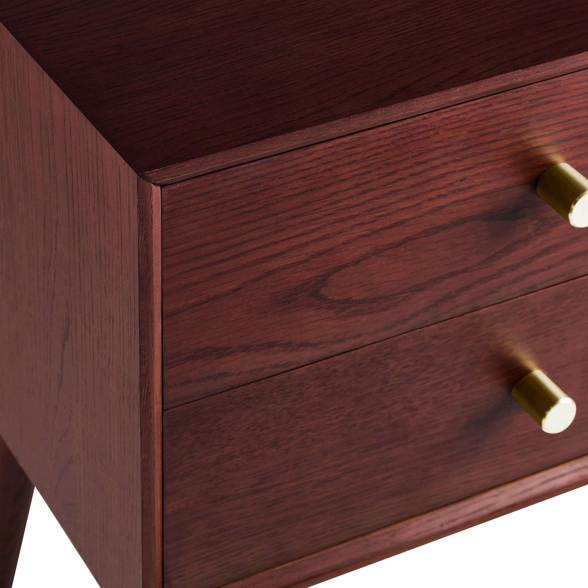 Oak 2 Drawer Bedside Table - Cherry Wood