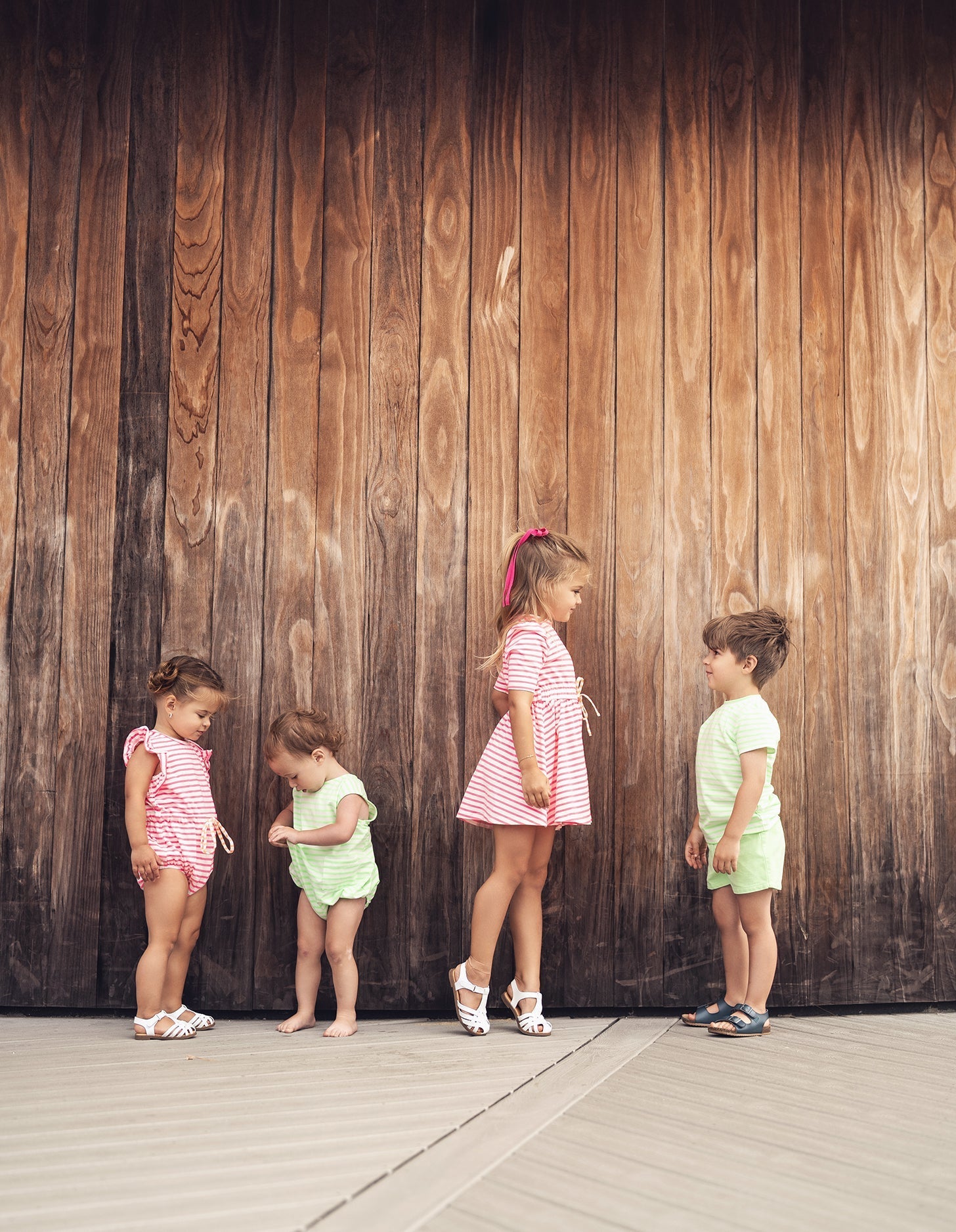 Neon Green Striped Romper for Baby Boys