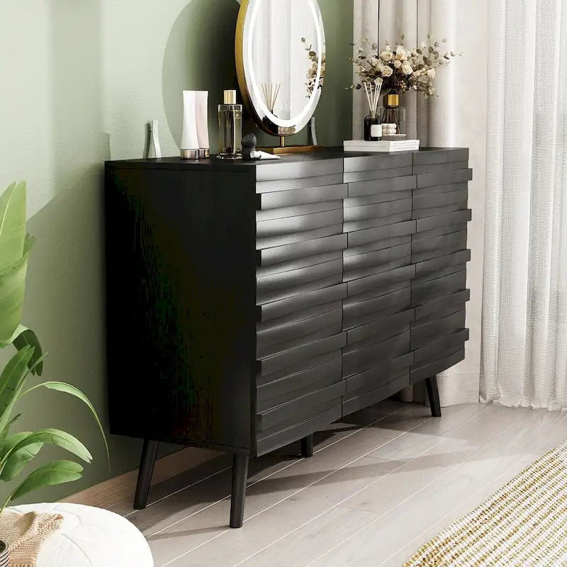 Sleek Black Buffet Cabinet Home Decor Console Table Side Table Wood