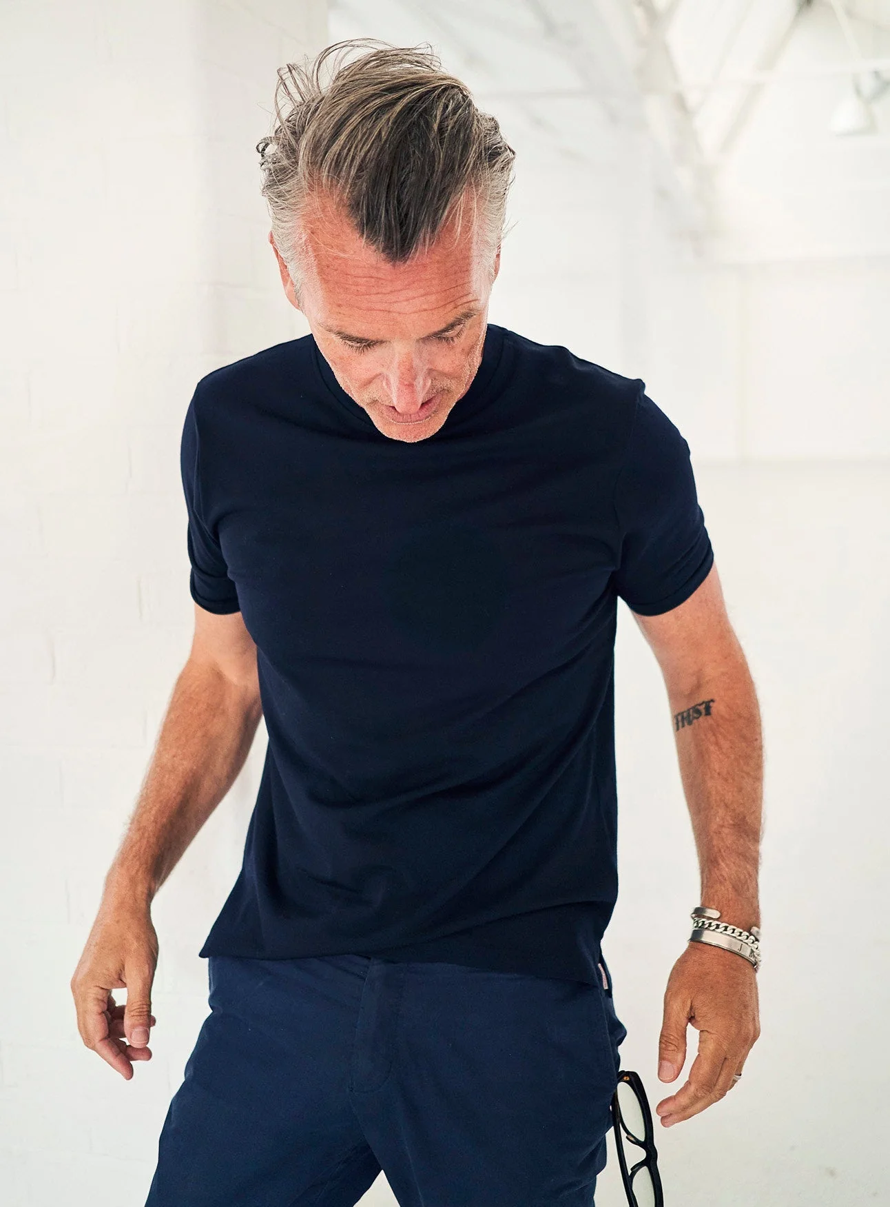 Merino Wool Jersey Navy T-Shirt