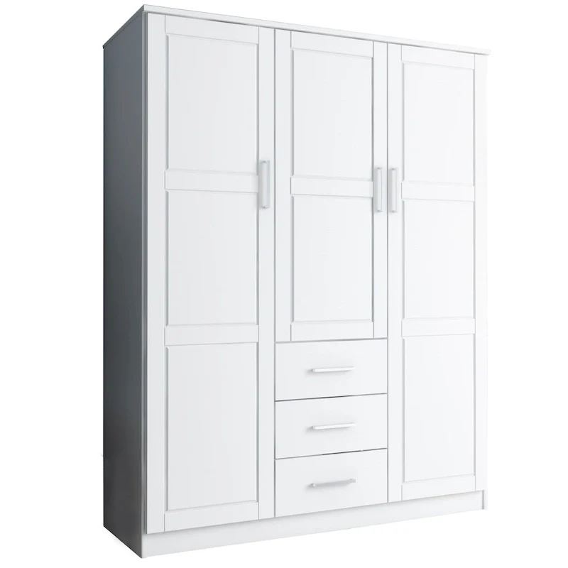 3-Door Solid Pine Wood Wardrobe Armoire, 72