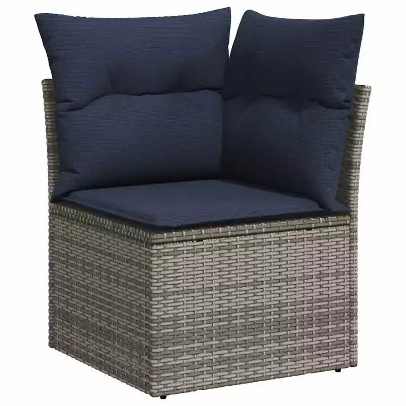 vidaXL 11 Piece Garden Sofa Set with Cushions Grey Poly Rattan
