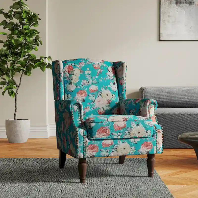 Patterned Upholstered Accent Chair for Living Room