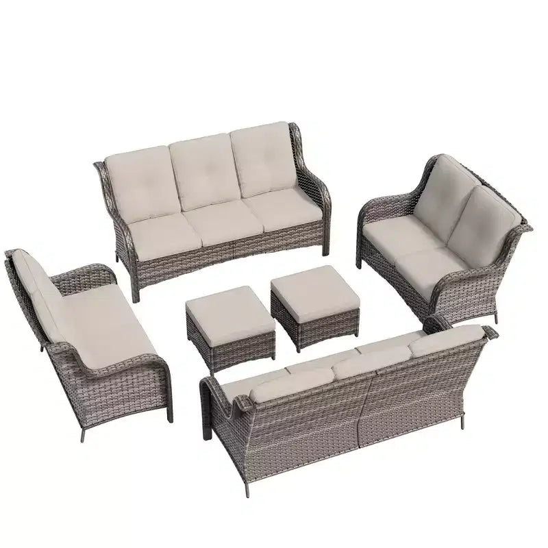 UPTIOT 6 Pieces Outdoor Wicker Sectional Sofa