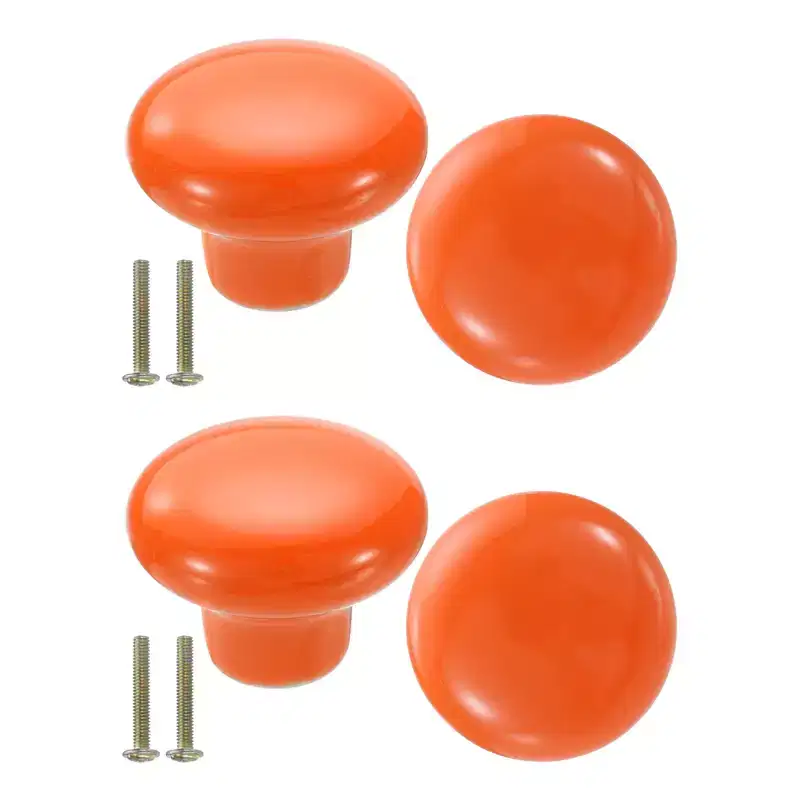 Unique Bargains Round Ceramic Drawer Knobs with Screw for Cupboard Wardrobe 4 Pcs