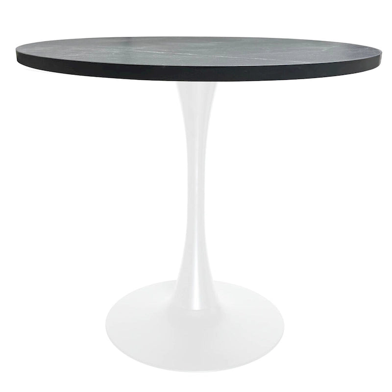 36 in. Round Dining Table for 4 with MDF Top and White Iron Base