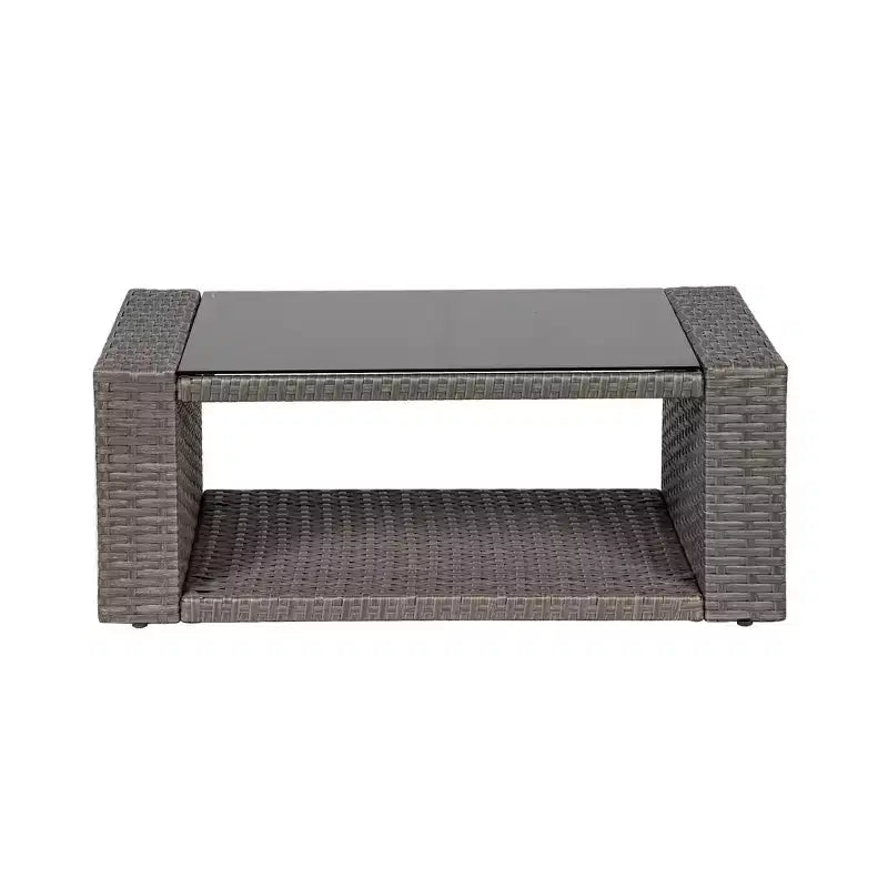WestinTrends 4 Piece Outdoor Wicker Rattan Conversation Sofa set with Coffee table