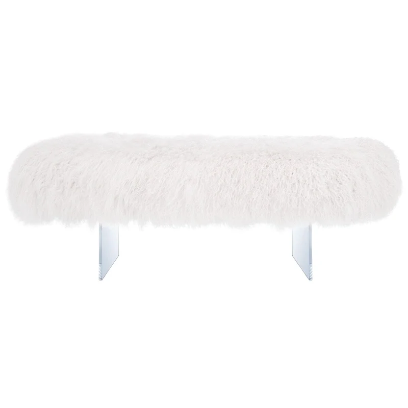 Gaetane Sheepskin Ottoman with Acrylic Legs