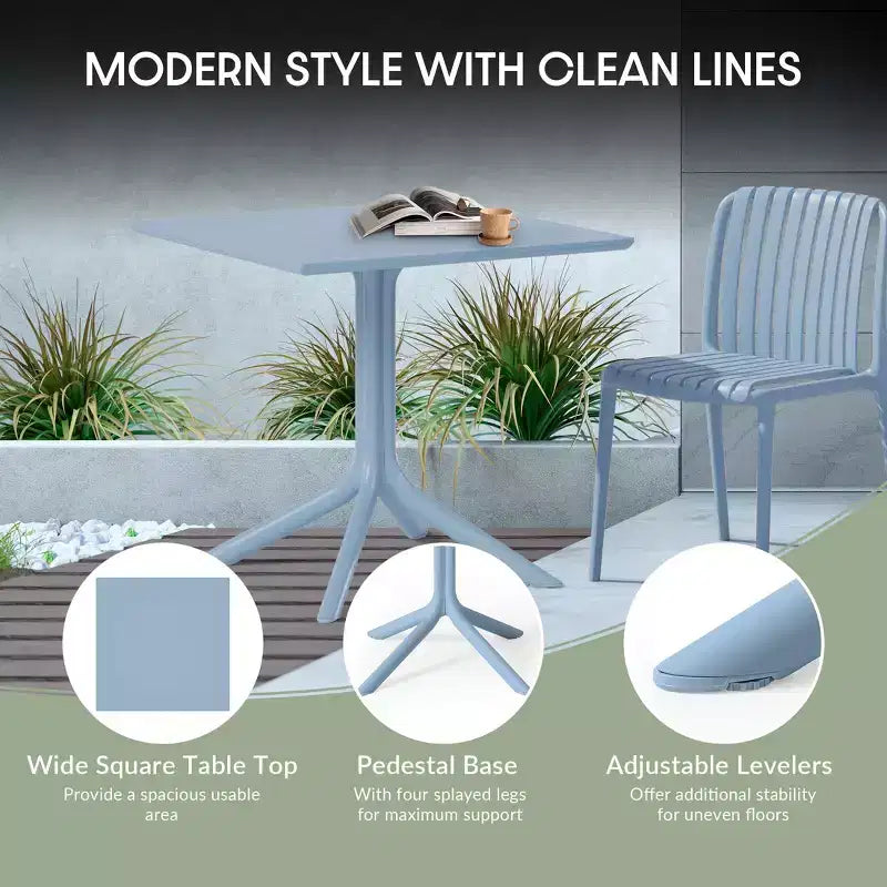 WestinTrends Playa 5-Piece Outdoor Resin Square Patio Dining Table Set with Stackable Patio Dining Chairs