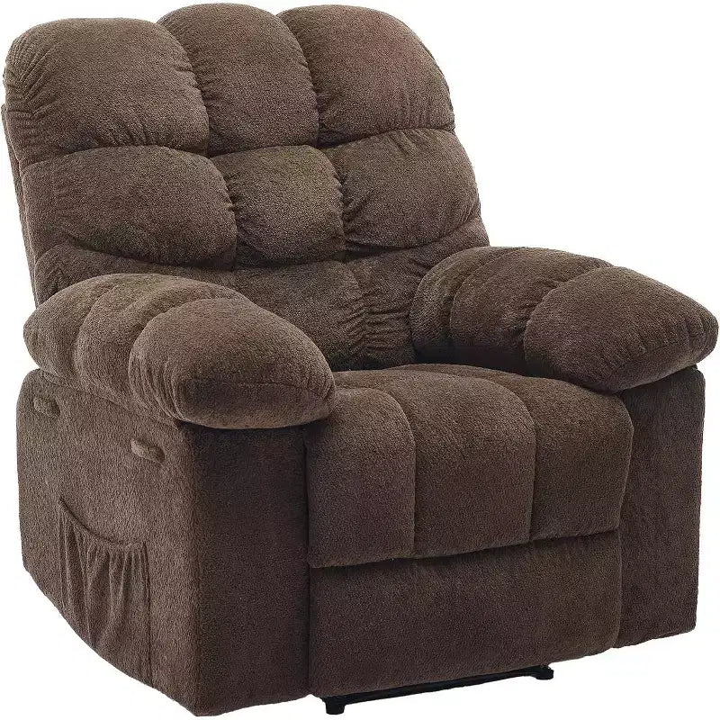 Manual recliner, ergonomic breathable fabric recliner with side pockets, single sofa, suitable for living room bedroom
