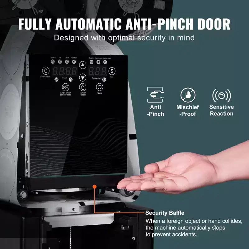 VEVOR Fully Automatic Cup Sealing Machine, 500-650 Cups/H, Cup Sealer Machine for 190 mm Tall & 90/95 mm Cup, with Digital Control LCD Panel, Black