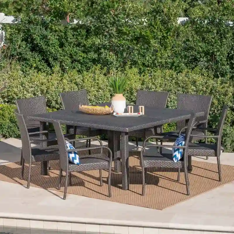 Fiona Outdoor 9-piece Wicker Dining Set by Christopher Knight Home