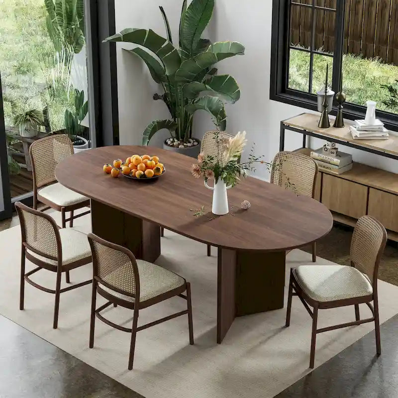 Nordic Style Solid Wood Oval Dining Table, Seats 6
