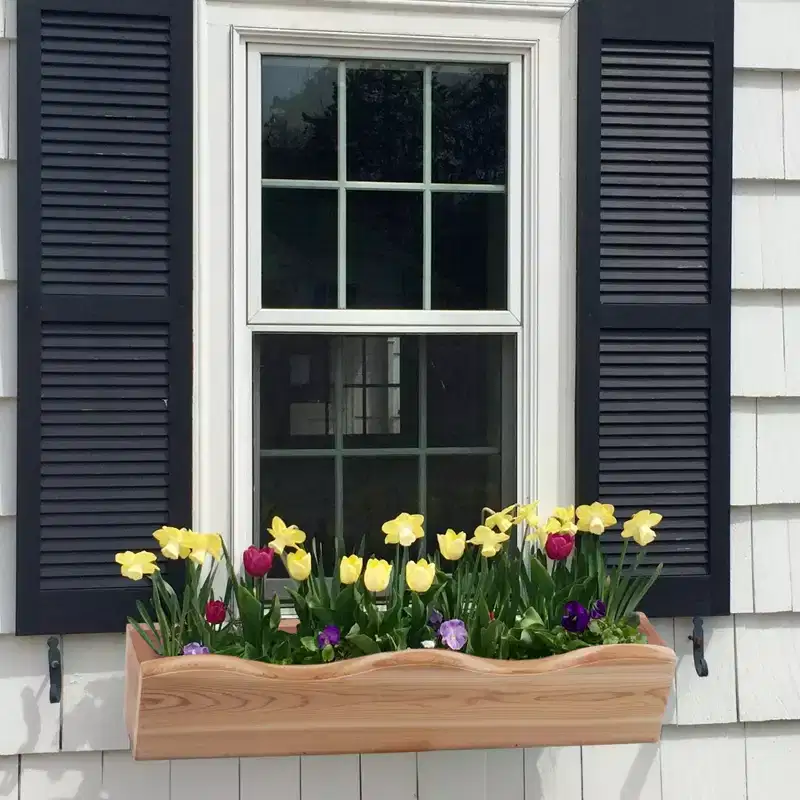 All Things Cedar 22 Inch Outdoor Window Planter, Handcrafted Wood Wall Mount Box for Garden Plants, Herbs, and Flowers, Natural Finish