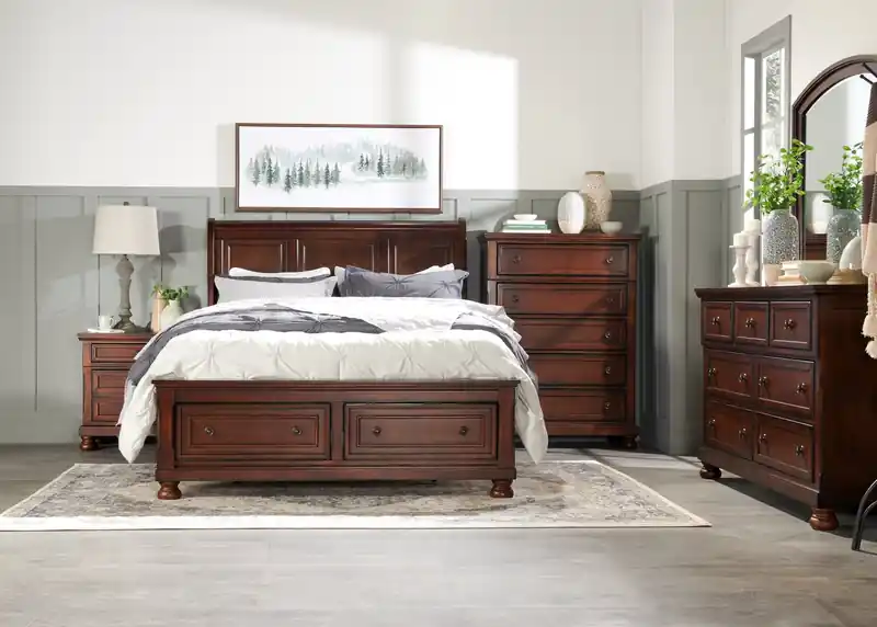 Platform Storage Bed with Headboard & Frame