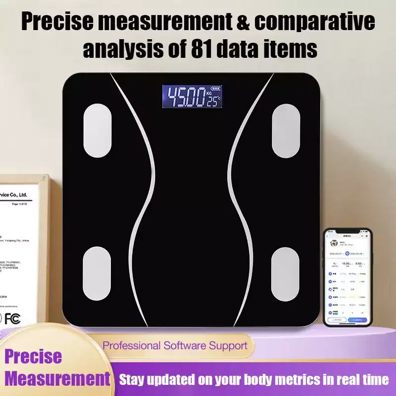 Swtroom Smart Bluetooth Body Fat Scale - Rechargeable Digital Bathroom Scale with App 400lbs Capacity