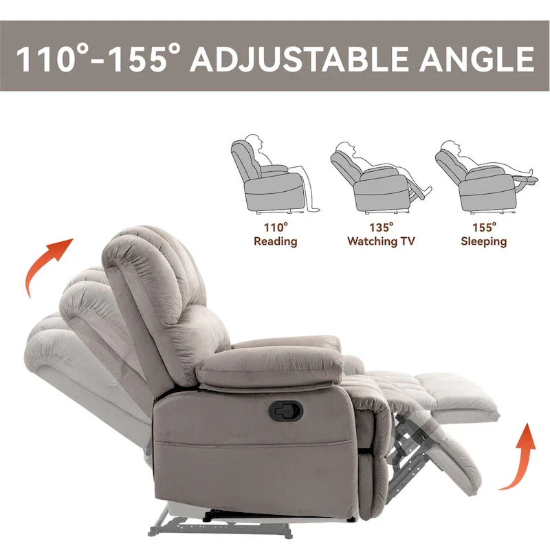Extra-Large Manual Recliner Chair with Fabric Upholstery