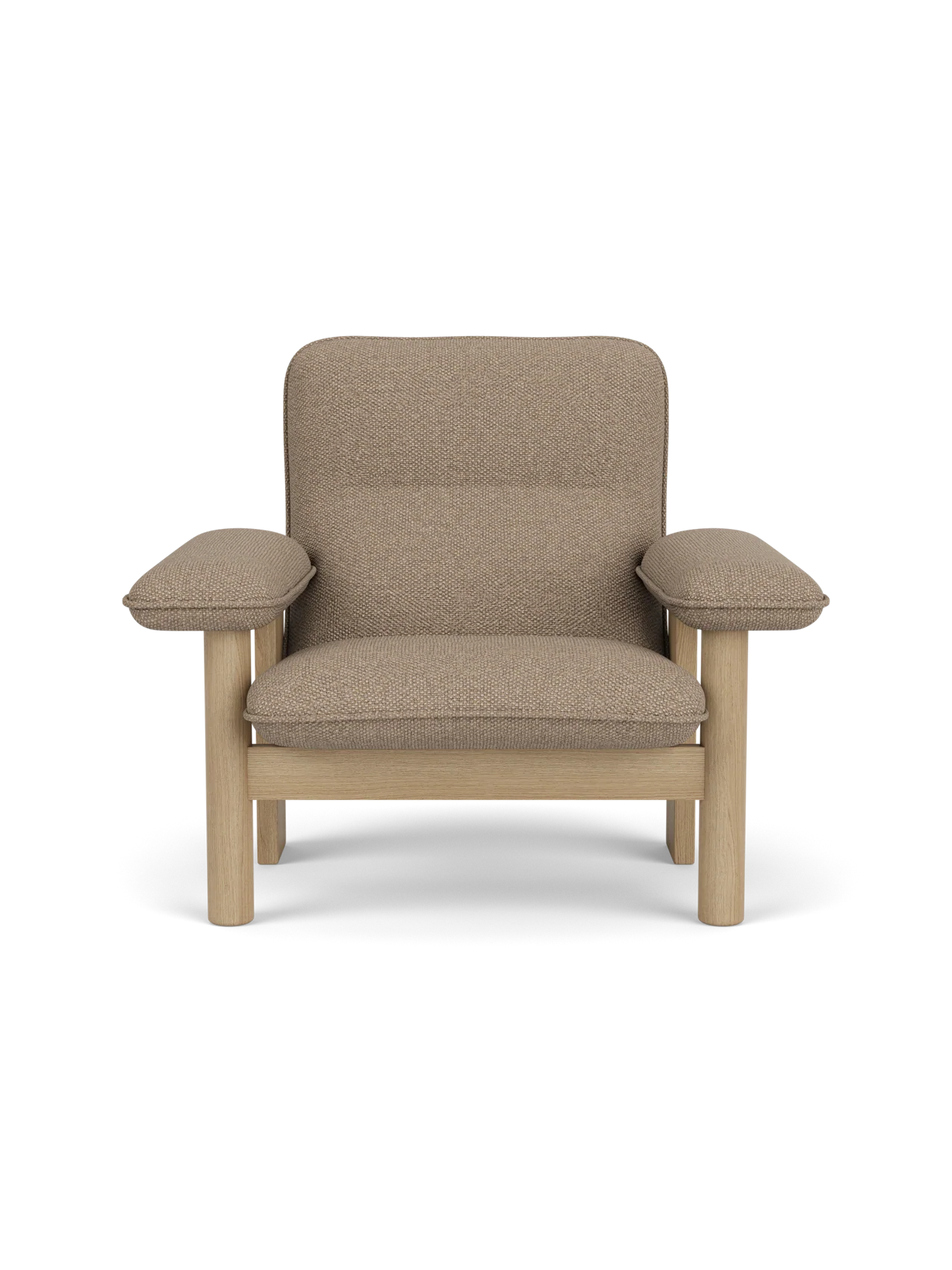 High Back Lounge Chair in Textile Solid Wood Frame, Exaggerated Armrests