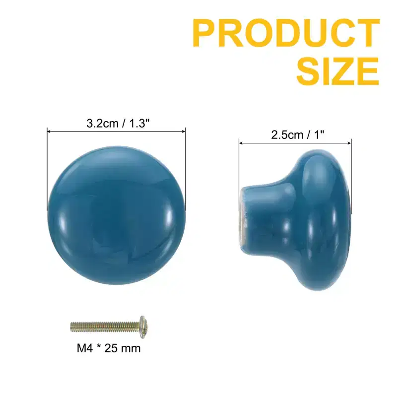Unique Bargains Round Ceramic Drawer Knobs with Screw for Cupboard Wardrobe 2 Pcs