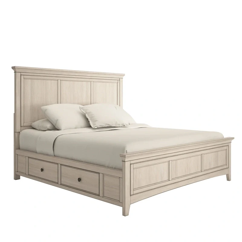 King Size Wood Panel Platform Storage Bed