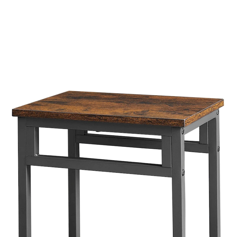 Counter Height Dining Table Set with 4 Bar Stools Metal Frame Vintage Wooden Tabletop Rectangular Dining Table, 5-Piece