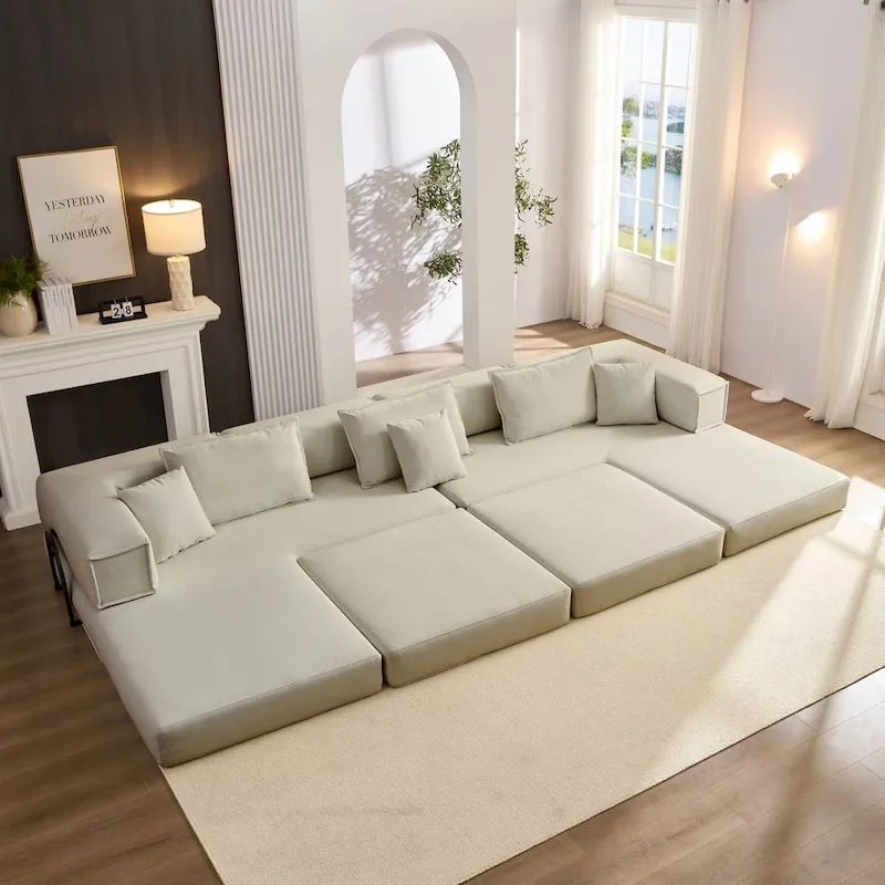 118.2 Oversized Upholstered Sectional Sofa, DIY Corduroy Sofa