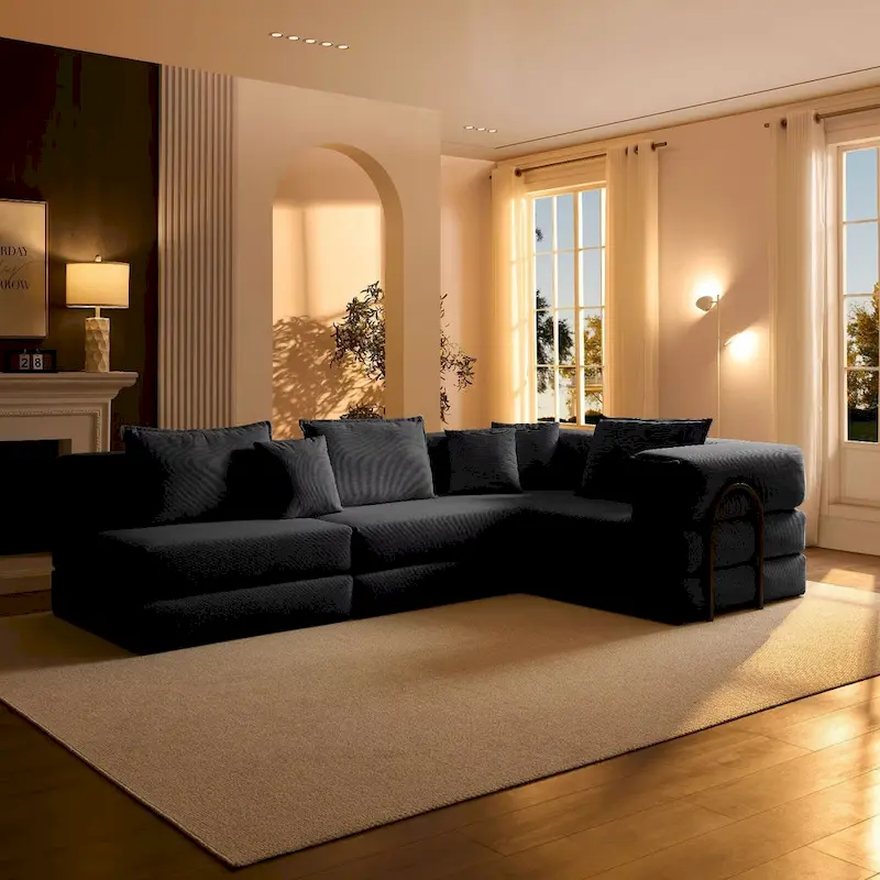 118.2 Oversized Upholstered Sectional Sofa, DIY Corduroy Sofa