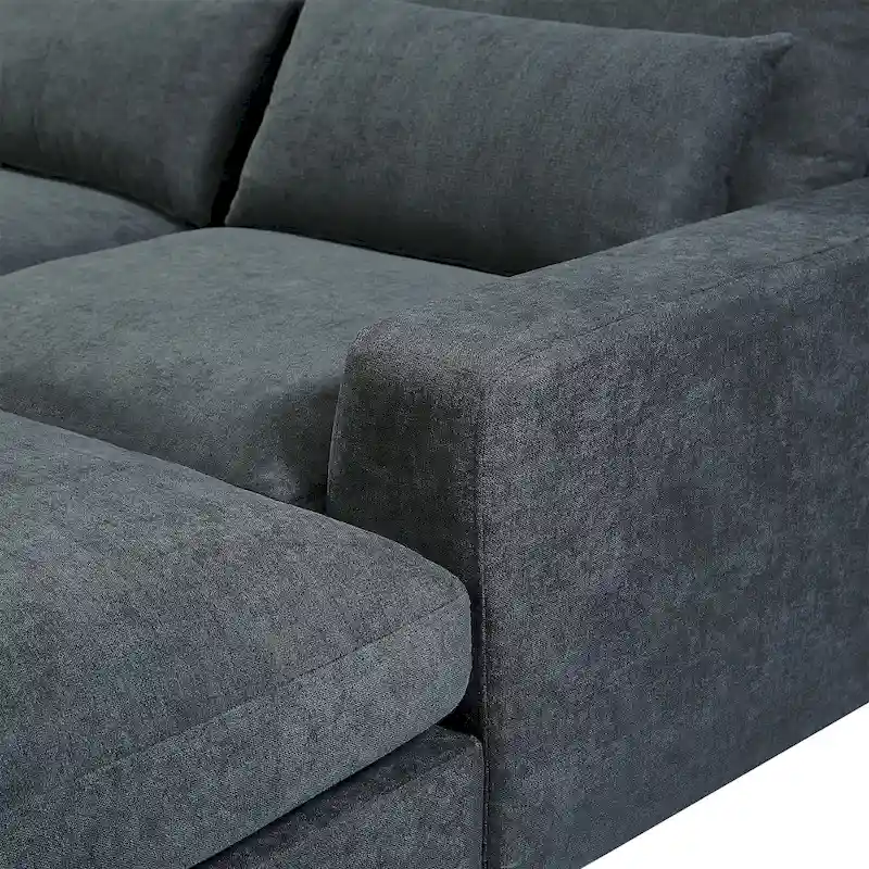 L-Shape Sectional Sofa with Reversible Chaise and Feather-Filled Cushions