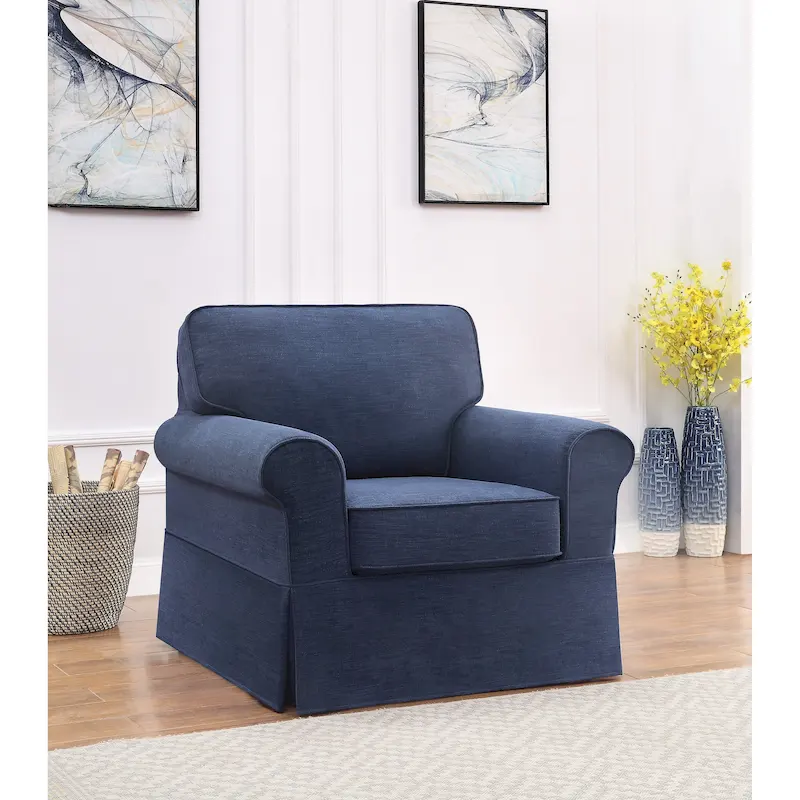Arm Chair with Removable Washable Slip Cover – Solid Wood Frame, 3 Colors