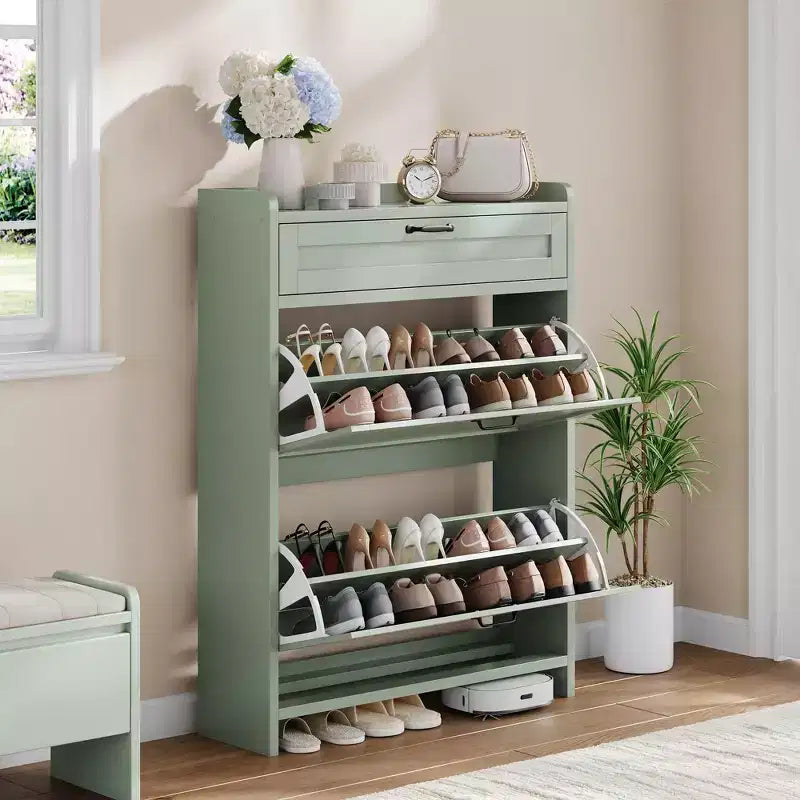 Modern Turn Drawer Shoe Cabinet, Space-Saving Storage Organizer for Entryway